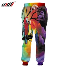 UJWI зима Человек Красный попугай брюки 3D с принтом, большого размера 5XL Habili мужские осенние свободные спортивные штаны