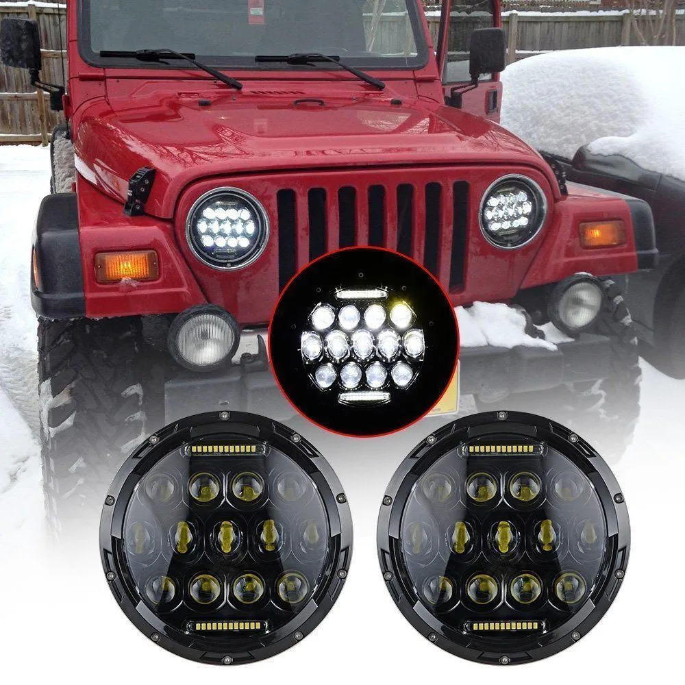 Hi/Lo Beam 75W 7" Inch LED Headlight For Jeep Wrangler TJ CJ JK 07 15