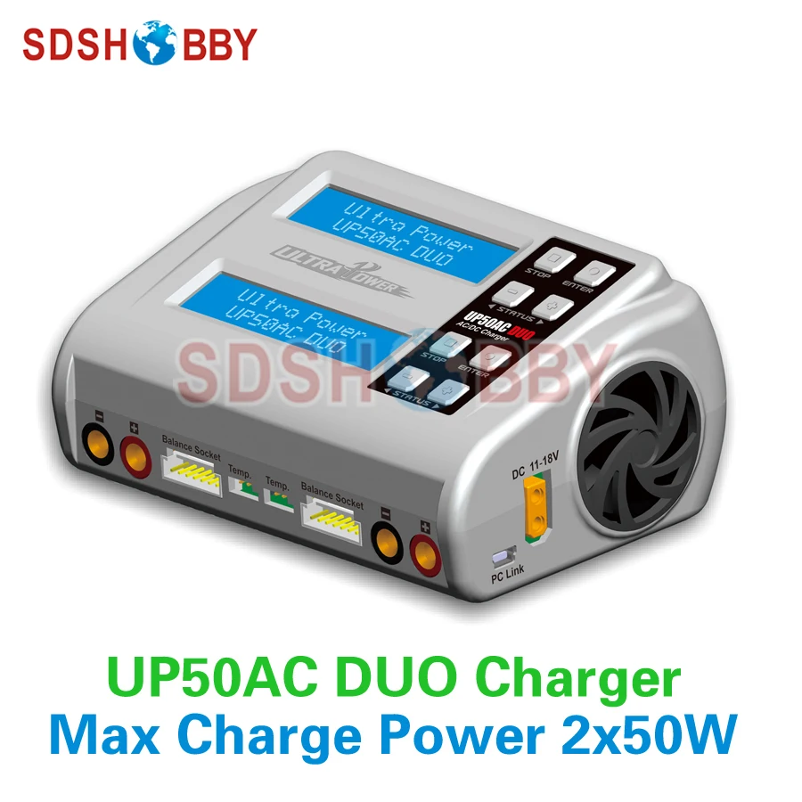 

UP50AC DUO Charger 50W 100W RC Model Airplane Multicopter LiIo/LiPo/LiFe/LiHv/NiCd/NiMH/ Pb Battery Charger
