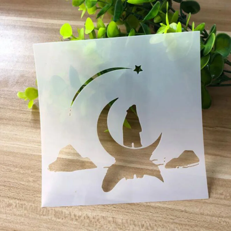 

Moonlight Bear Stencils Template Drawing Painting Tools Photo Album Scrapbooking Diary Bullet Journal Templates Decor Reusable
