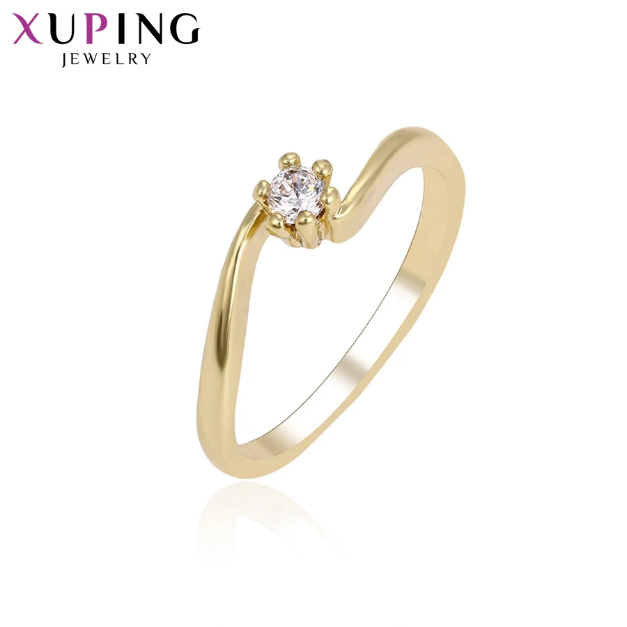 

Xuping Fashion Ring Temperament Design Charm Style Ring for Girl Light Yellow Gold Color Plated Rings Christmas Gift S64-8-12885