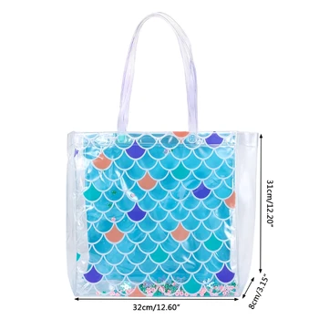 

Women's Fashion Sequins Transparent PVC Beach Handbag Tote Shopping Purse New arrival
