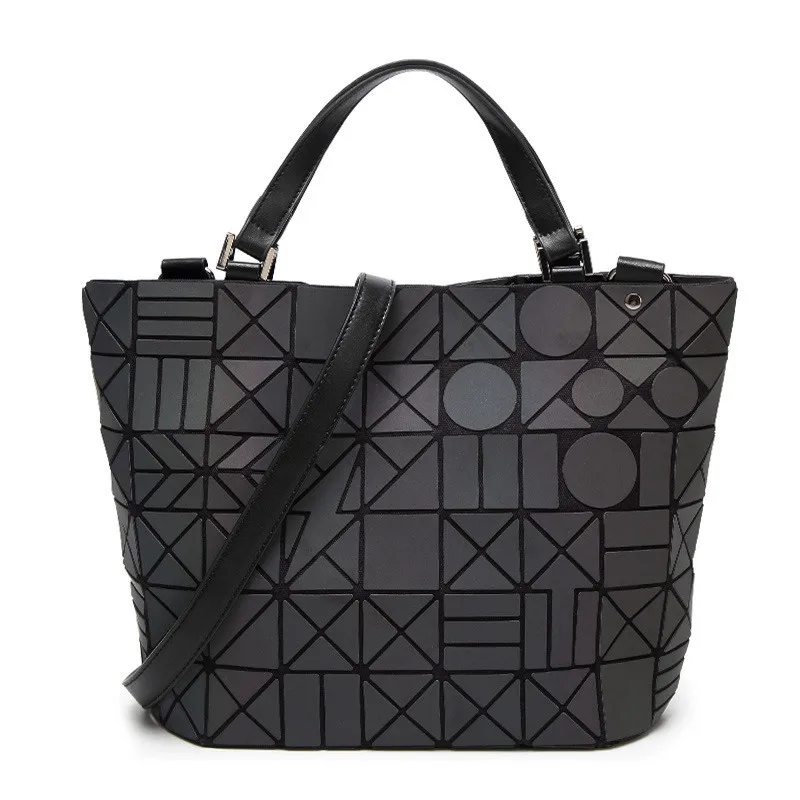 

2017 New lightning Luminous Women BaoBao Bag Geometry Saser Plain Folding Bags Ladies Handbags PU Casual Tote Bao Bao bags