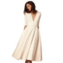 Женское винтажное осенне-летнее платье, повседневные, размера плюс, элегантные длинные вечерние платья, женское сексуальное бальное платье с v-образным вырезом, белые платья 3XL