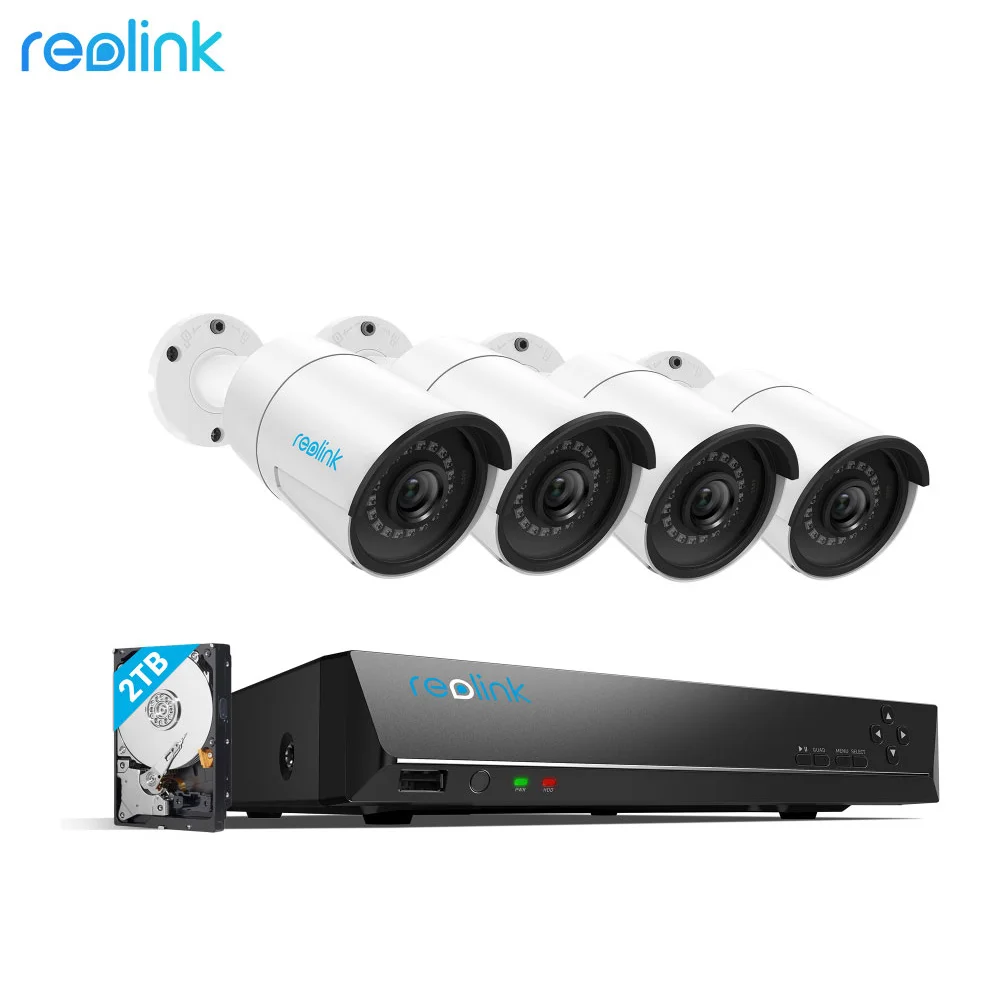 Reolink 4MP Система Видеонаблюдения 8ch PoE NVR & 4 POE IP Камеры Пуля Уличный Комплект Видеокамеры HD 2 ТБ HDD RLK8-410B4 Reolink 4MP Система Видеонаблюдения 8ch PoE NVR & 4 POE IP Камеры Пуля Уличный Комплект Видеокамеры HD 2 ТБ HDD RLK8-410B4