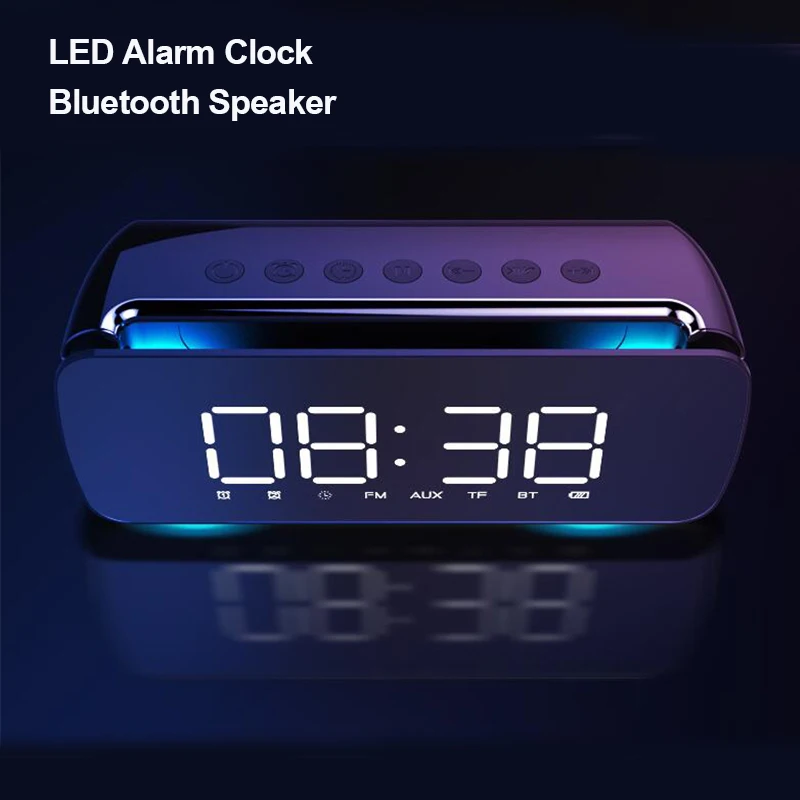  LEORY T68 Dual Loudspeaker Subwoofer LED Wireless bluetooth Speaker Alarm Clock FM Radio Speaker Co - 33022537835