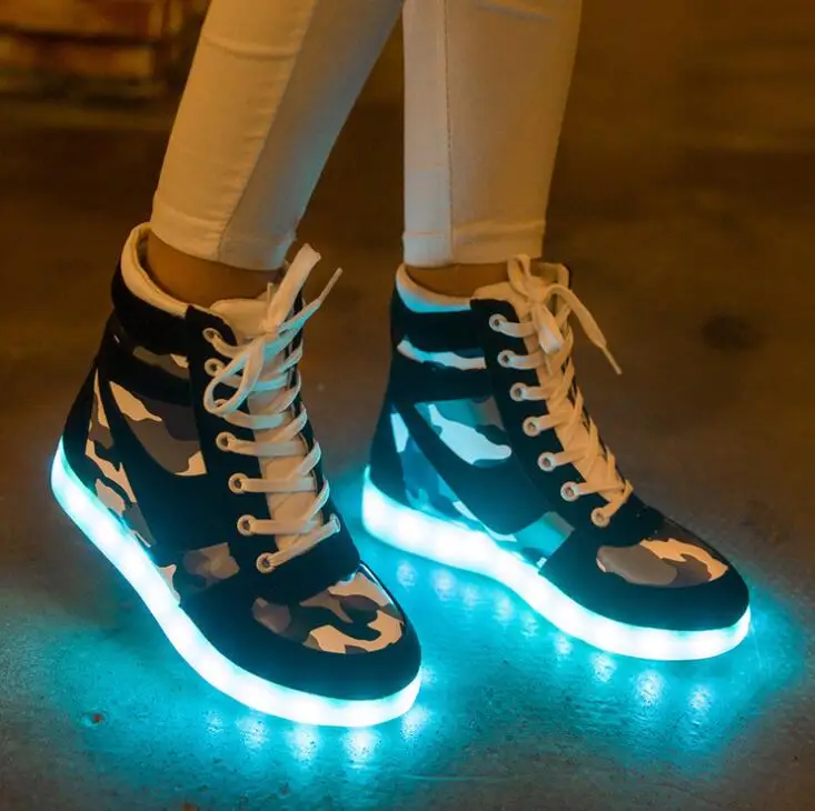 Размеры 35-44, светодиодный светящийся кроссовки для мальчиков и девочек, детская Мужская и Женская высокая обувь, яркий светильник, кроссовки, светильник, обувь