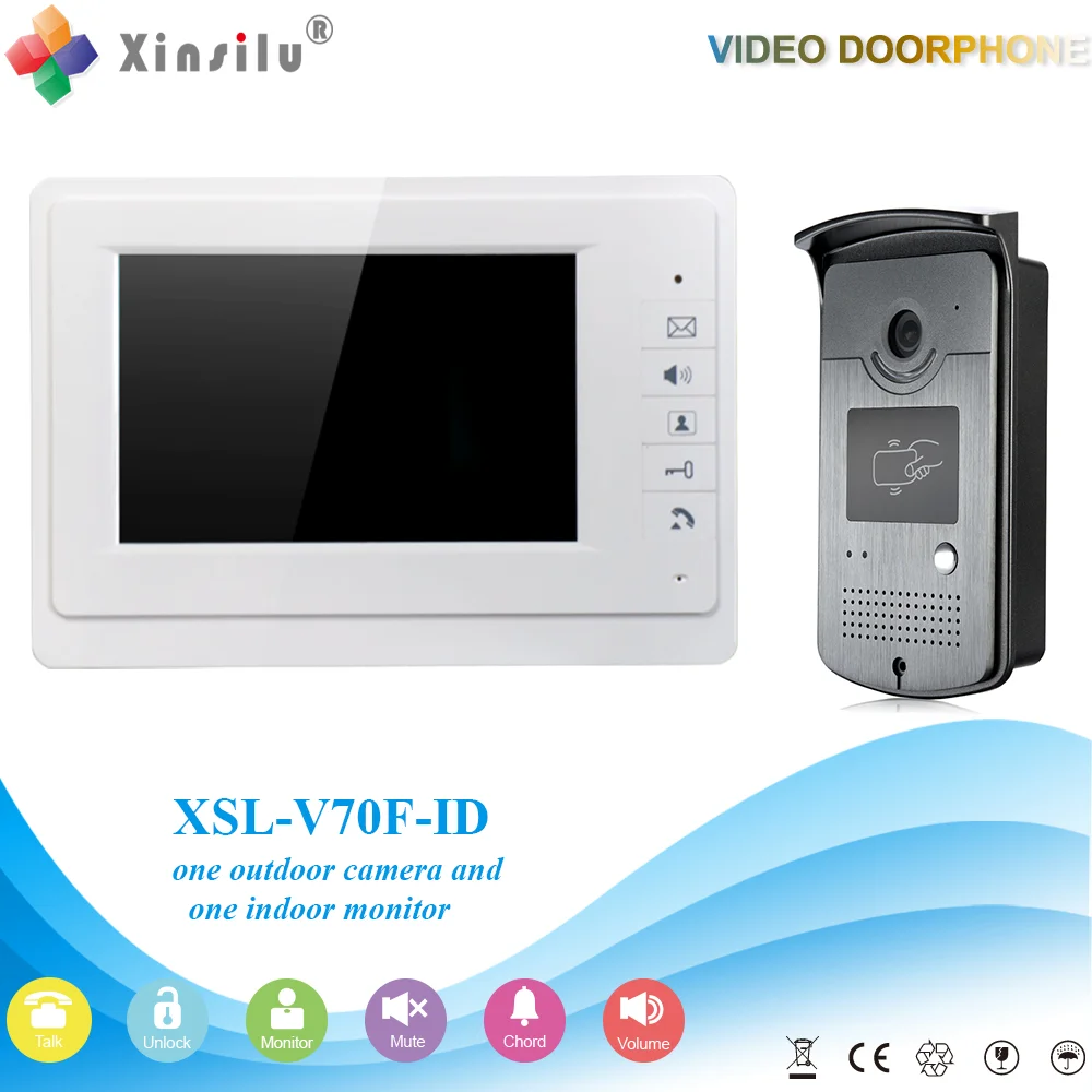 

XSL-V70F-ID Free Shipping Handfree Video Door Phone Intercom System With Night Vision And Unlocking By ID Card Reader