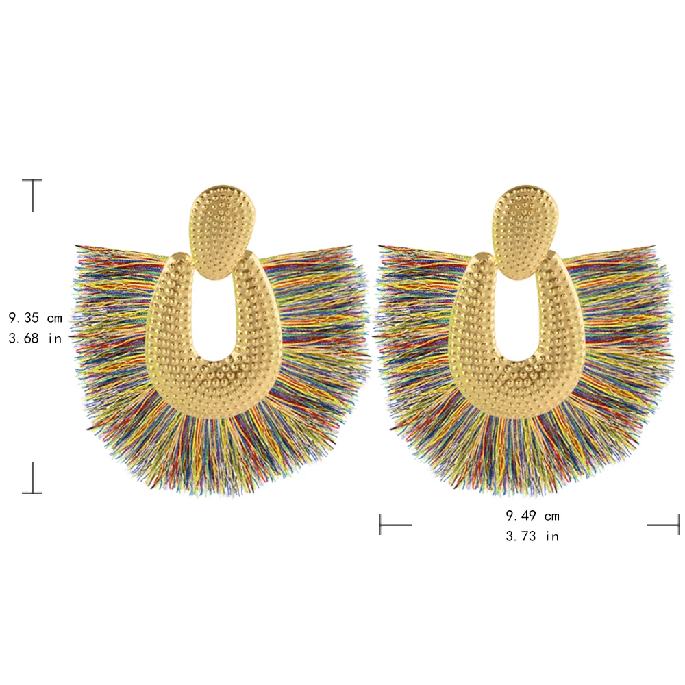 Personality Women Big Tassel Drop Earrings Colorful Bohemia Dangle Earring Fashion Jewelry Ear Drop Special Design Gift CS28