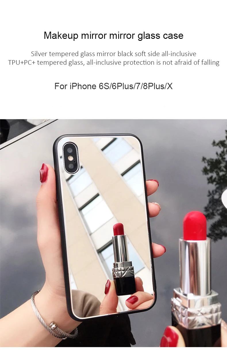 Mirror Phone Case For Iphone 7 Case Iphone XR XS Max 8 6S Plus Soft Luxury Brand TPU Shockproof Back Cover For Iphone X Case  1: 100% new and high quality;   2: Mirror Phone Case TPU Case Phone Back Cover;   3. Easy to insert and remove  4. Anti-dust /anti-impact/Shock-absorption  5. Exquisite craftsmanship and Stylish design  6. Perfect as gifts for your friends and families.  7: Stylish and elegant fashionable mobile phone case;   8: Rear protection + shockproof + scratch resistant + dirt resistant + shockproof;   9:4 colors: SLIVER  Promise:  1. The products have any quality problem, contact us with AliExpress message, we will solve it for you.   2. If you did not receive the item, re-send it for free or full refund.