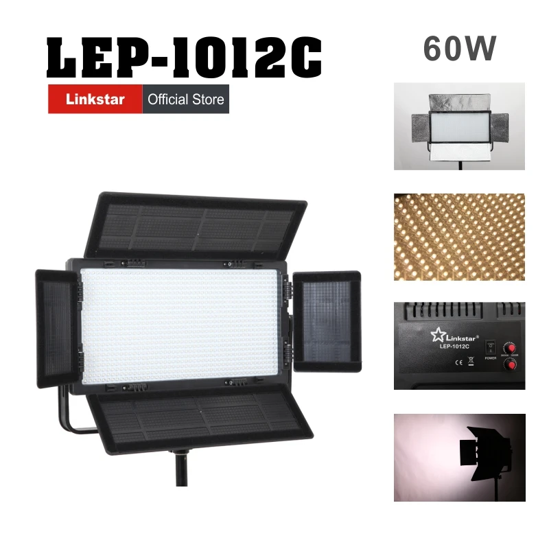 

Falconeyes 60W Dimmable LED Photo Light 1012pcs Flash Light CRI95 Camera Photo Continuous LED Diving Video Light LEP-1012C