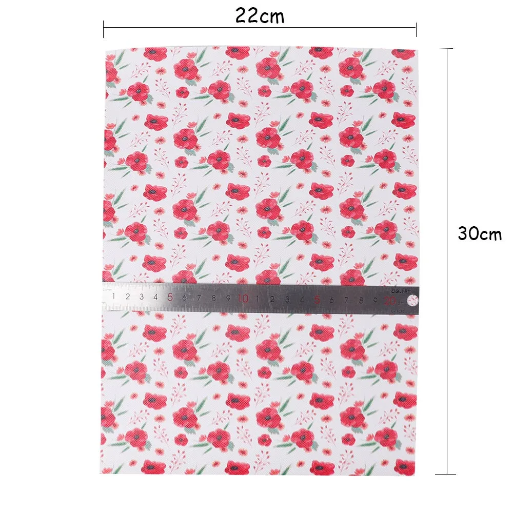 22 см* 30 см Синтетическая кожа ткань лист Цветы Растения напечатаны Pu ткань для DIY банты для волос сумка текстиль ручной работы материалы для рукоделия