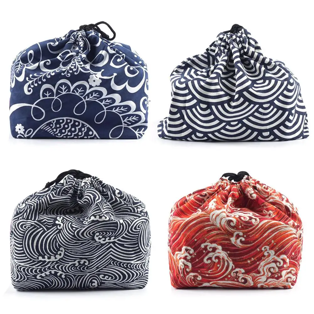 

Japanese Style Waterproof Bag Bento Tote Pouch Portable Storage Travel Picnic Tea Package Sets