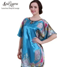 Original Women Nightgown Big Size Summer Fashion 2017 Top Faux Silk Ladies Sleep Lounge Bath Robe Satin Bathrobe Sleepshirt YT60