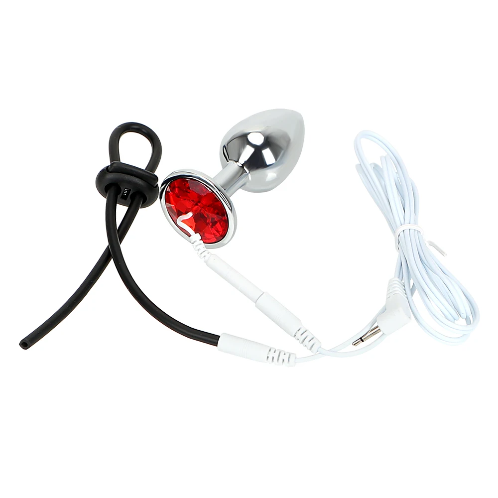 IKOKY Electric Shock Set Penis Stimulator Sex Toys For Men Anal Plug & Cock Ring Electrical Climax Medical Themed electro sex toys electric sex toys