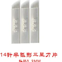 100 шт./лот Нержавеющая сталь Вязание иглы 14 Вышивка Крестом Иглы для постоянного Макияж jm611d-x80 брови Руководство татуировки лезвия татуировки