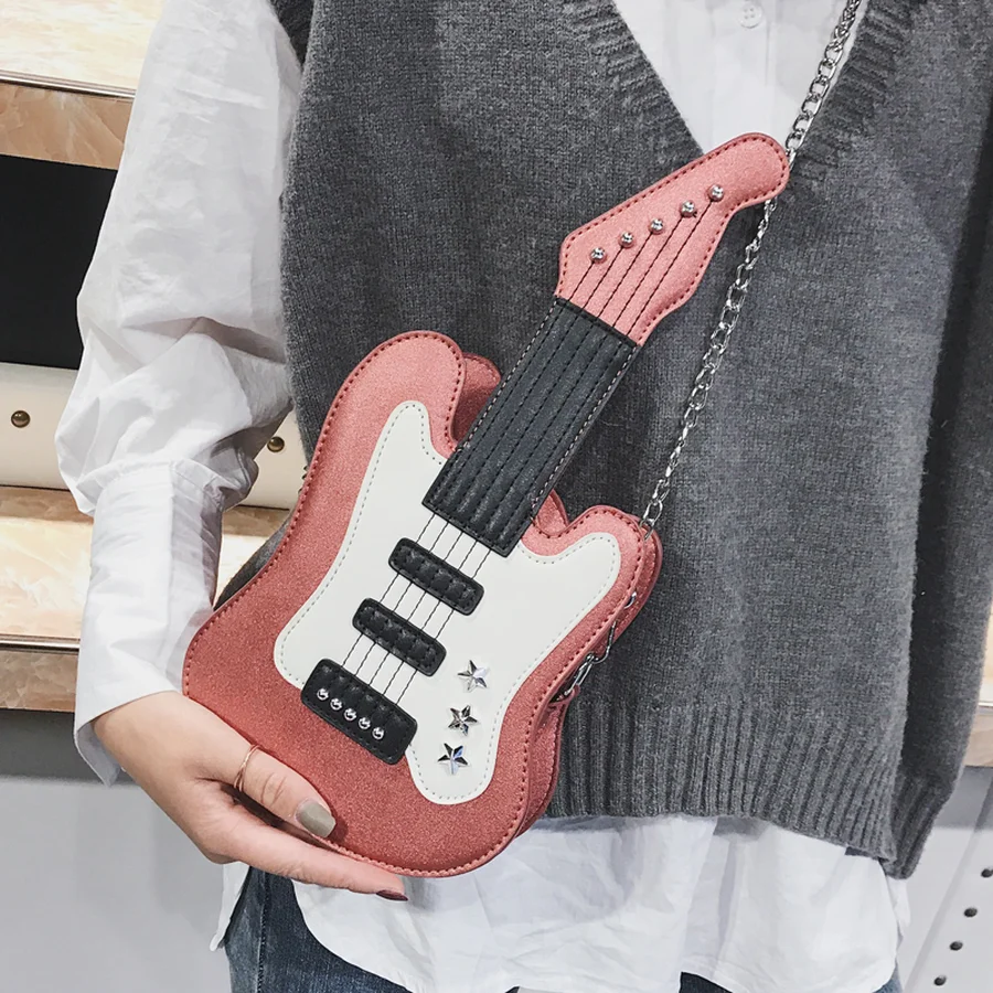 

Fashion Special Guitar Shaped Women Messenger Bag Young Lady Shoulder Bag Chain Women Crossbody Bag