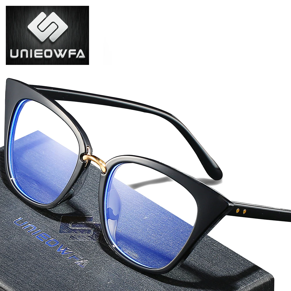 

UNIEOWFA Retro Cat Eye Prescription Glasses for Women Optical Myopia Eyeglasses Blue Light Blocking Progressive Eyewear Vintage