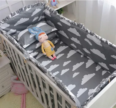 6 шт. детские кроватки Защитные подушки, постельные принадлежности, детские постельные принадлежности, кровать вокруг кроватки, простыни, хлопок, утолщение, красивый детский безопасный бампер - Цвет: big grey clouds