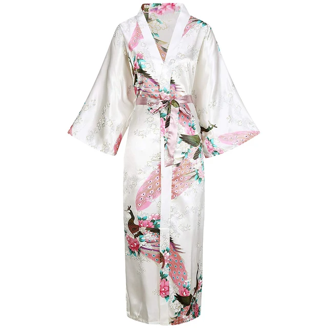 Sexy Women Long Robe With Pocket Wedding Bride Bridesmaid Dressing Gown Rayon Kimono Bathrobe Large Size S-XXXL Night Dress 2