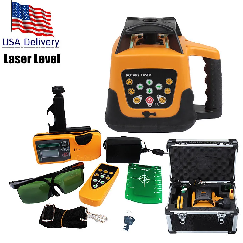 

(Ship from US) Automatic Self-leveling Construction Rotary Laser Level Green Beam 500m Range & Remote Control Rechargeable