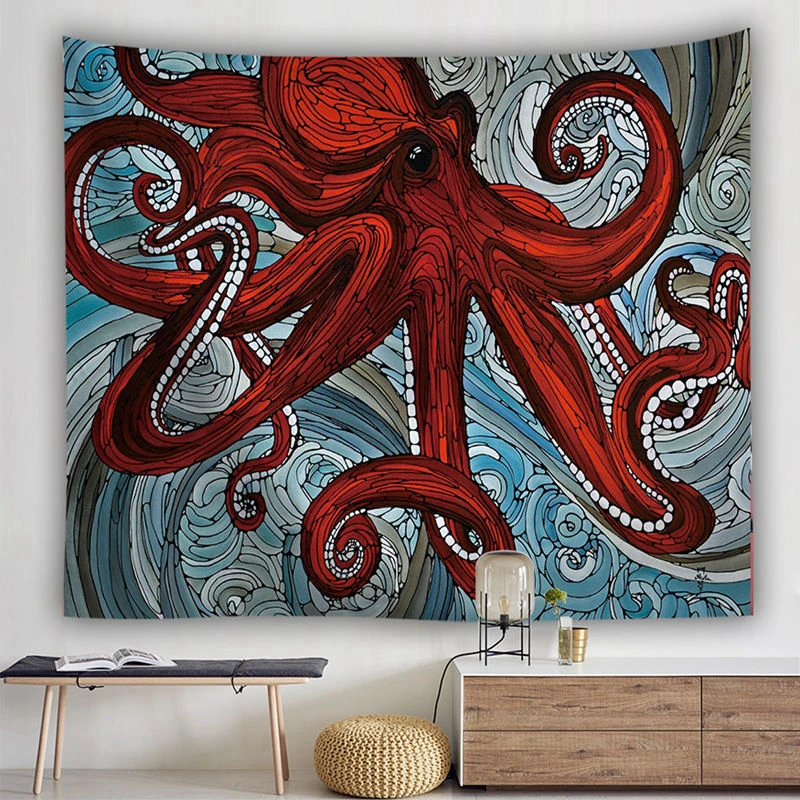Octopus Tapestry Undersea Creature Wall Hanging Mandala Bedspread Room Decor