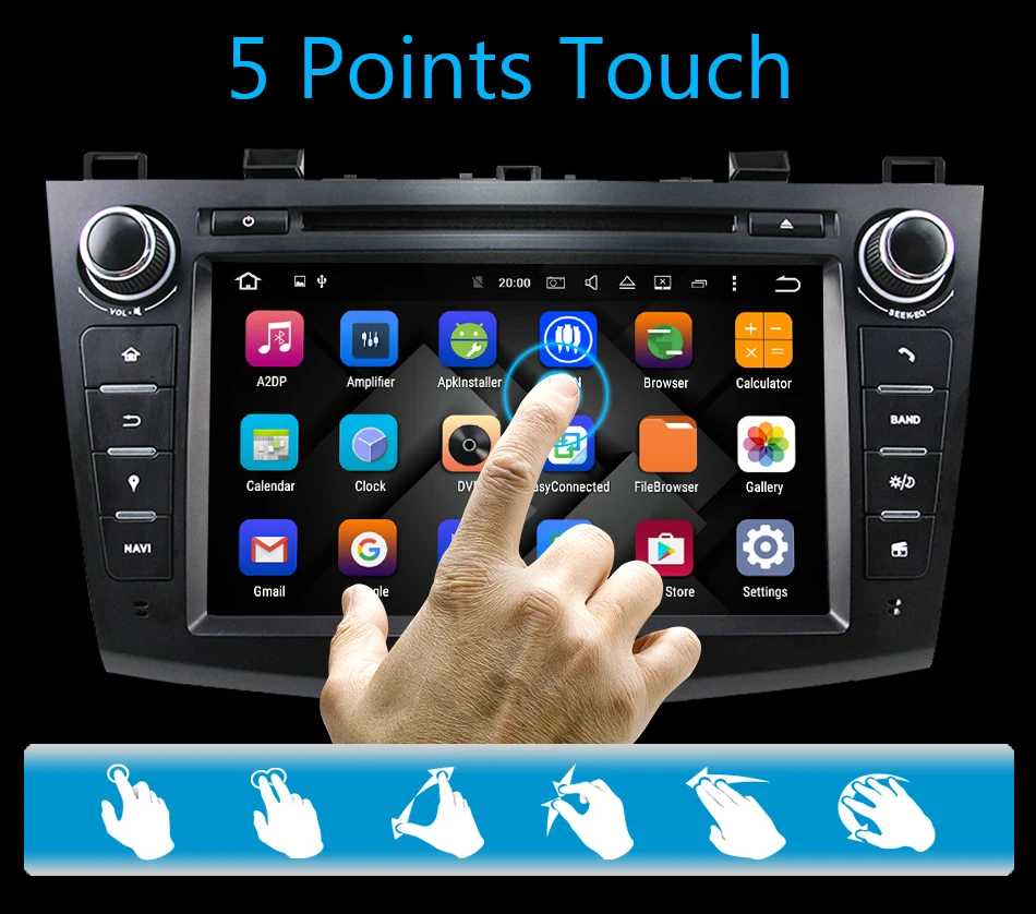 Discount Eunavi 8" HD Screen 2 din Android 9.0 Quad Core Car DVD Player for 2010 2011 2012 2013 MAZDA 3 stereo radio GPS Navigation wifi 8