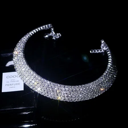 Элегантные Стразы Binarios Colar Gargantilha Classic Europeu 5 Linha de Casamento Clara Chocker Joias para Mulheres - Окраска металла: 5Ron