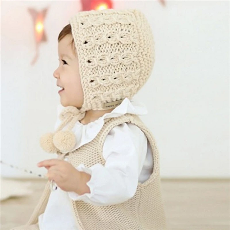 

Hot Sale 1Pc Baby Hat Bonnet Autumn Winter Handmade Wool Ear Knitting Hats Newborn Baby Fashion Warmer Caps Kids Hats