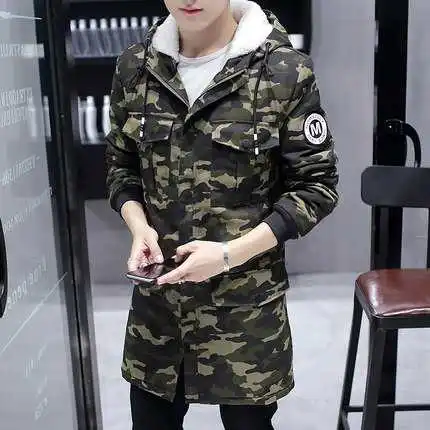 

2017 New Arrival Fashion Winter Warm Coat For Men Camouflage Print Hooded Long Parkas Male Outwear Manteau Hiver A4558