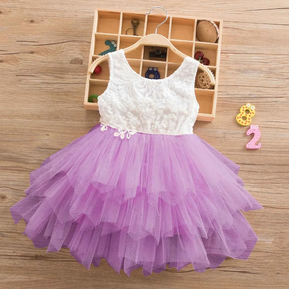 Baby Fluffy Cake Smash Outfits Toddler Clothing 1 3 Year Birthday Infant Party Dresses Beading Lace Backless Baby Baptism Dress