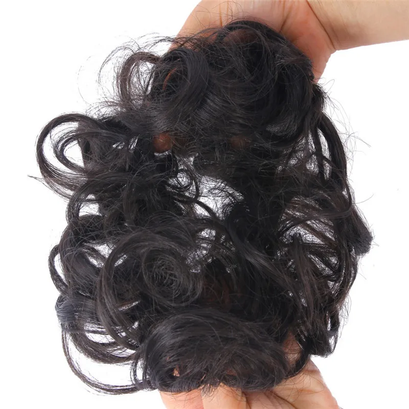 Распродажа, 1 шт., женские натуральные волосы, пучок, модные синтетические волосы, шиньон, для наращивания, кудрявые, резинки, аксессуары для волос, лента для волос