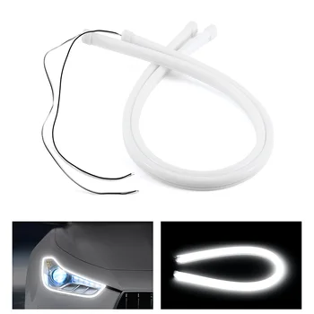 

2PCS 60cm White LED Car DRL Tube Strip Flexible Daytime Running Lights Turn Signal Angel Eyes Car Styling Fog Light 12V