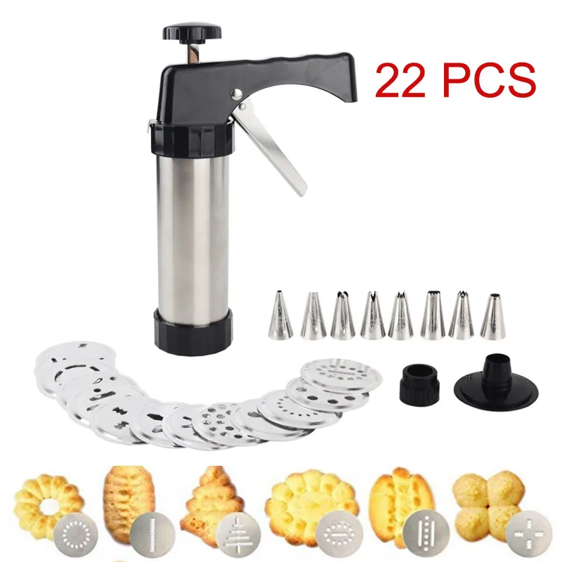 

Stainless Steel Cookie Press Kit/Icing Decorating Gun Sets for Biscuit/Cake Decoration (22 Pieces) Cookie tools