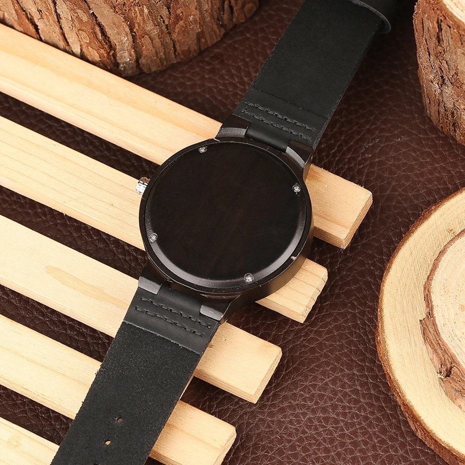 Vintage Black Ebony Wooden Men's Watches Zebra Stripe Round Analog Quartz Wristwatch Sport Skeleton Clock Male Relogio Masculino 2018 (12)