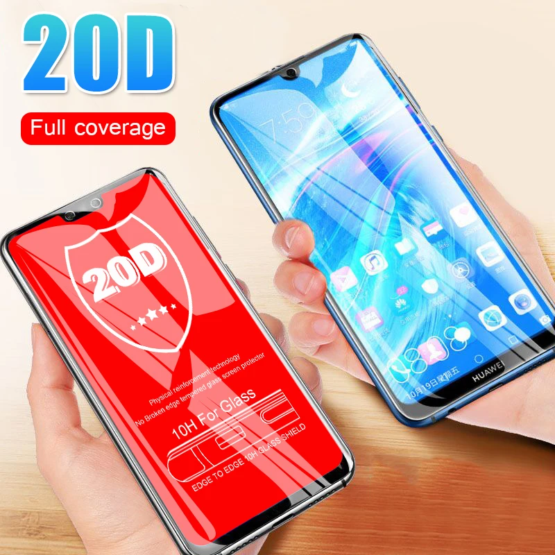 

20D Curved Tempered Glass On The For Huawei Y6 Y7 Y9 2019 P Smart 2018 Protective Glass For Honor 10 Lite Screen Protector Film
