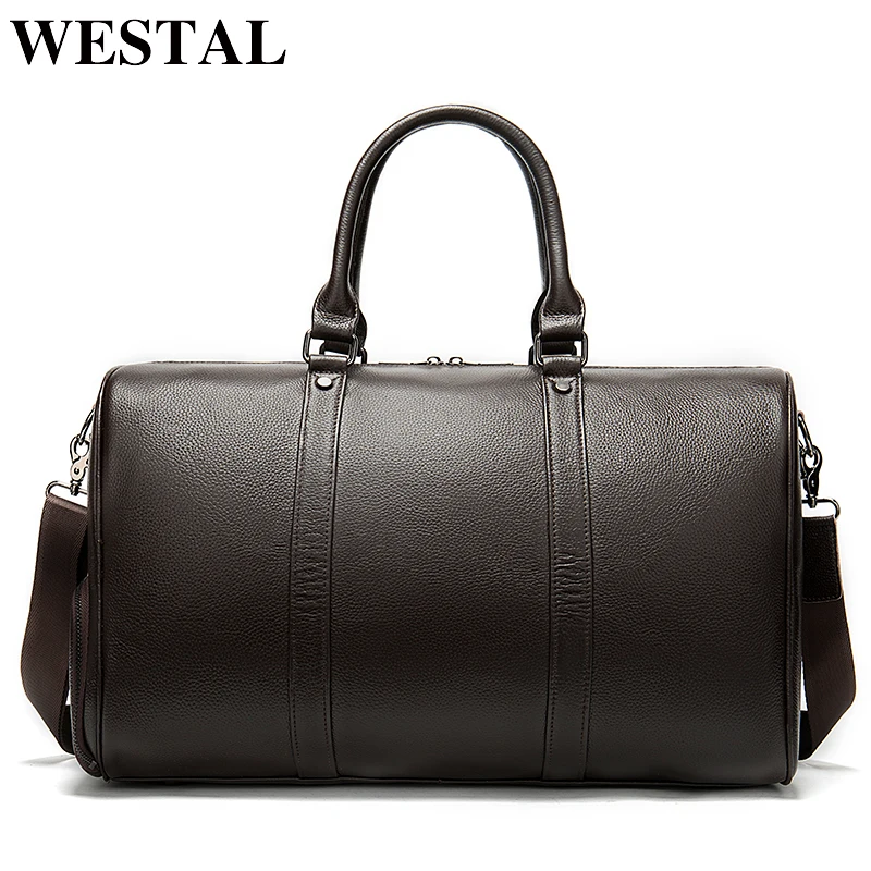 mens leather duffle bag black