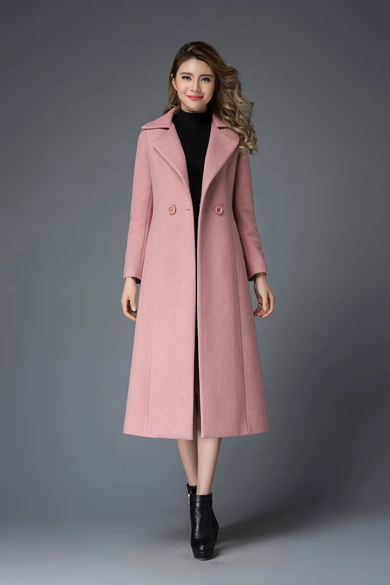 Wool Coat Female 2019 Winter New Pink Long Coat Women Turn down Collar Double Breasted High Quality Large Sizes Cashmere Coats|cashmere coat|wool coatpink long coat - AliExpress