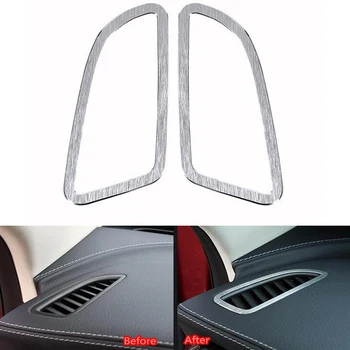 

YAQUICKA 2Pcs Aluminum Car Dashboard AC Air Conditioner Outlet Vent Cover Trim Frame For Benz C-Class W205 C200 C400 C63 2015