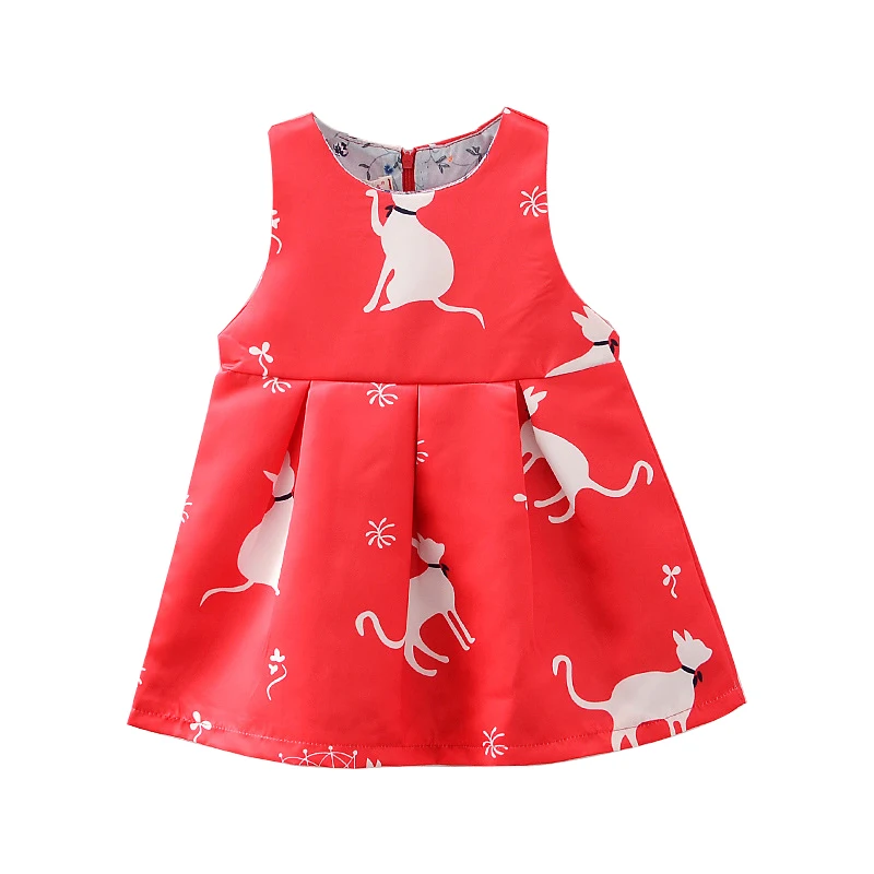 2017 платье для девочек с цветочным принтом и милым котом, детское платье, дизайнерское вечернее платье для девочек, детская одежда, От 1 до 3