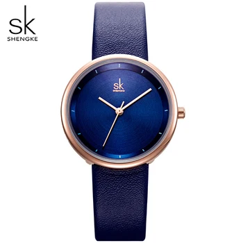 

Shengke Fashion Blue Women's Quartz Watch Women Leather Clock Top Brand Luxury Ladies Watches Valentine's Gift Relogio Feminino