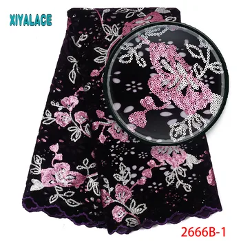 

African Lace Fabric Luxury High Quality French Organza Lace Fabric 2019 New Arrival Sequins Lace Fabrics For Wedding YA2666B-1