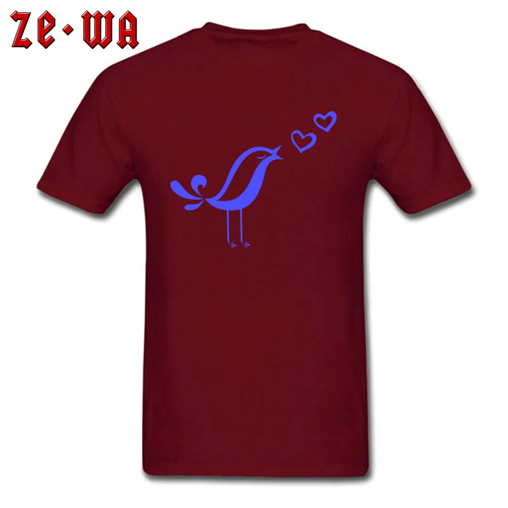 Love Song Birds Tops Tees Hip Hop Crew Neck Design Short Sleeve 100% Cotton Fabric Men's T-Shirt Gift Tee-Shirts Love Song Birds  maroon