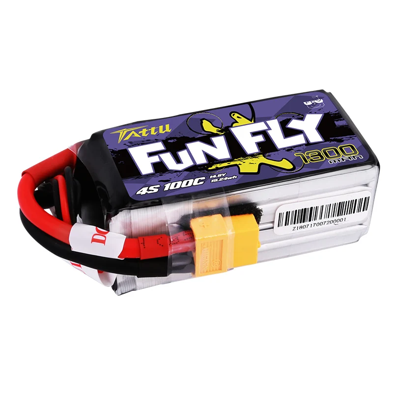 4S LiPo Батарея TATTU FUNFLY 1300 мА/ч, 1550 мА/ч, 14,8 V 100C с XT60 разъем для FPV 250 230 180 210 Размеры Drone