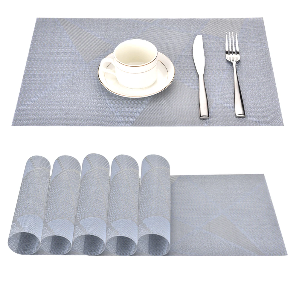 

6Pcs Geometric Pattern Placemat PVC Non-slip Insulation Table Mat 45cm*30cm