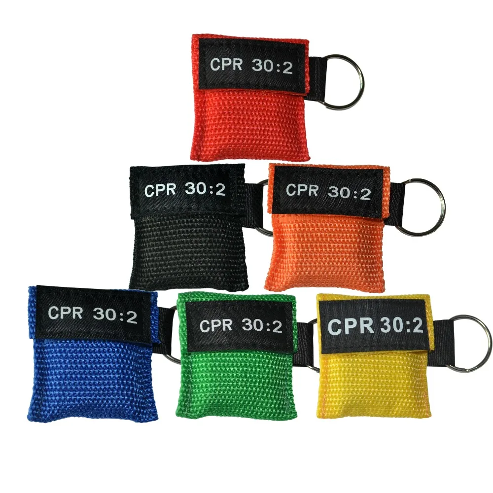 20 PCS /LOT CPR MASK WITH KEYCHAIN CPR FACE SHIELD AED CPR KEY COLORFUL