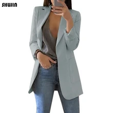 SHUJIN 2019 Autumn Women Sexy Open Front Slim Fit Work Office Cardigan Blazer Female Long Sleeve Coat Outwear Drop Shipping