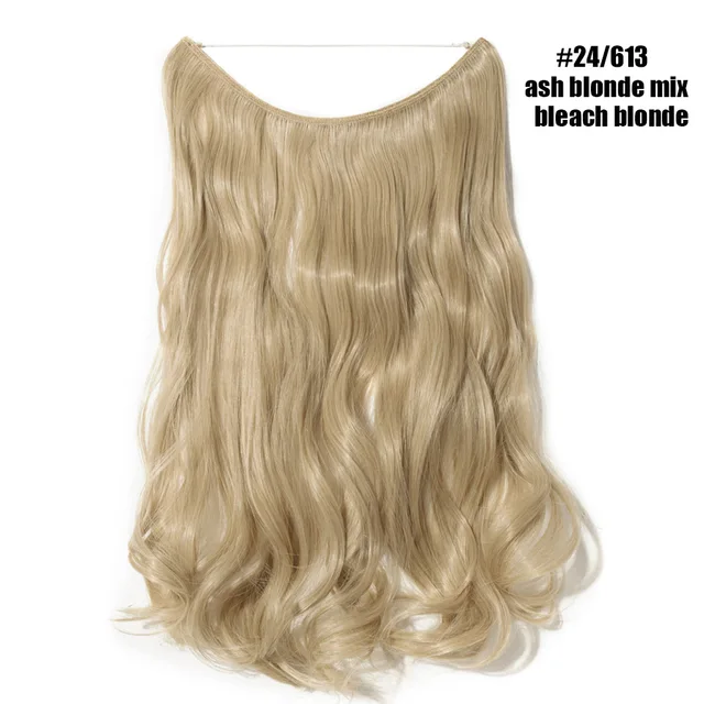 BENEHAIR Invisible Wire No Clips In Hair Extensions Secret Fish Line Hairpieces Synthetic Hair Extensions Fake Hair For Women 24-613