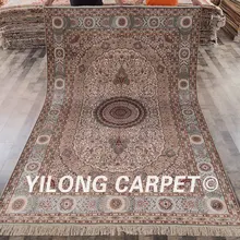 Yilong 6'x9' традиционные Цветочные персидские ковры ручной работы медальон шелковый ковер(LH154A6x9