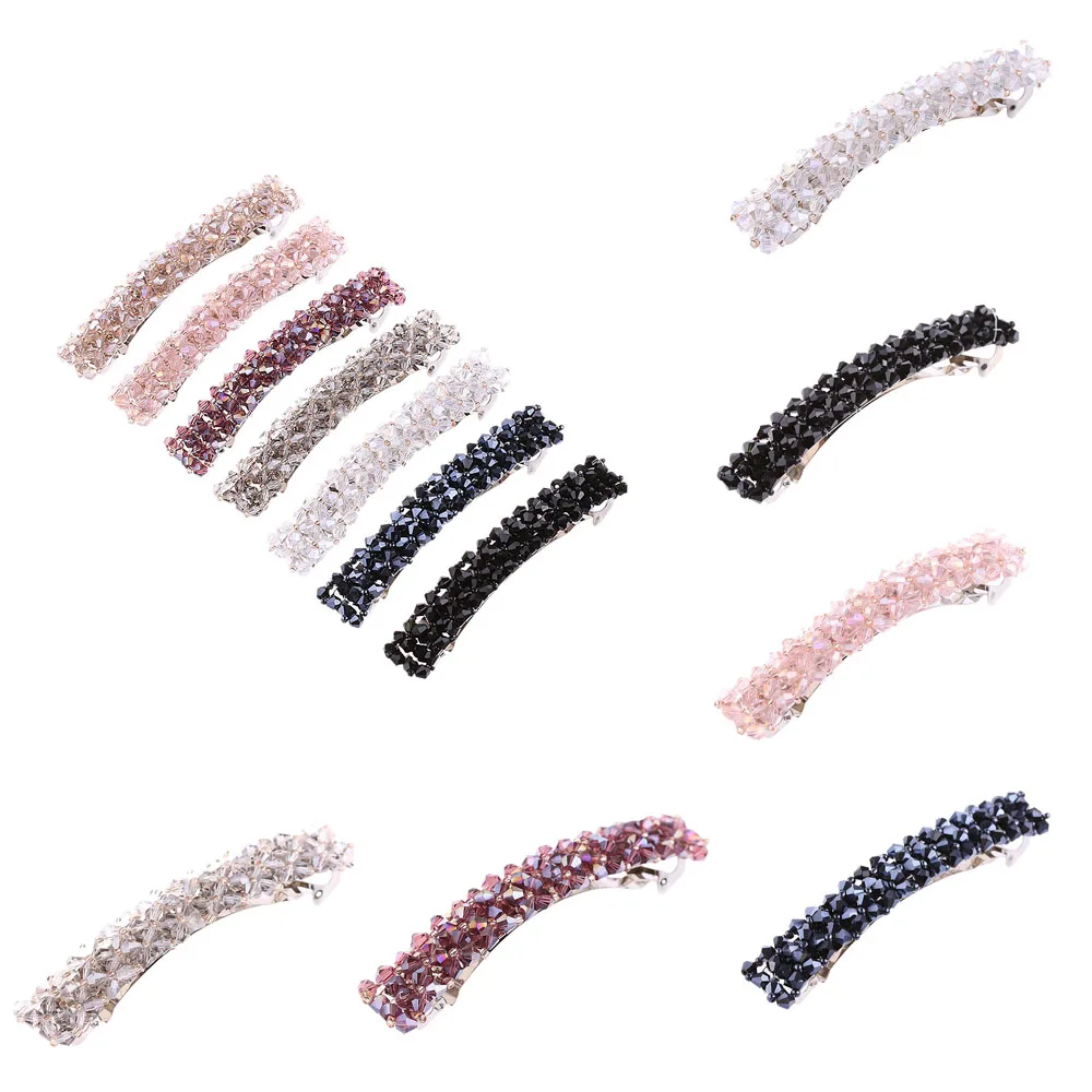 

New Beauty Women Girls Crystal Rhinestone Bling Head Wear 6 Color Elastic Easy Hair Clip Barrette Hairpin Hair Accessories
